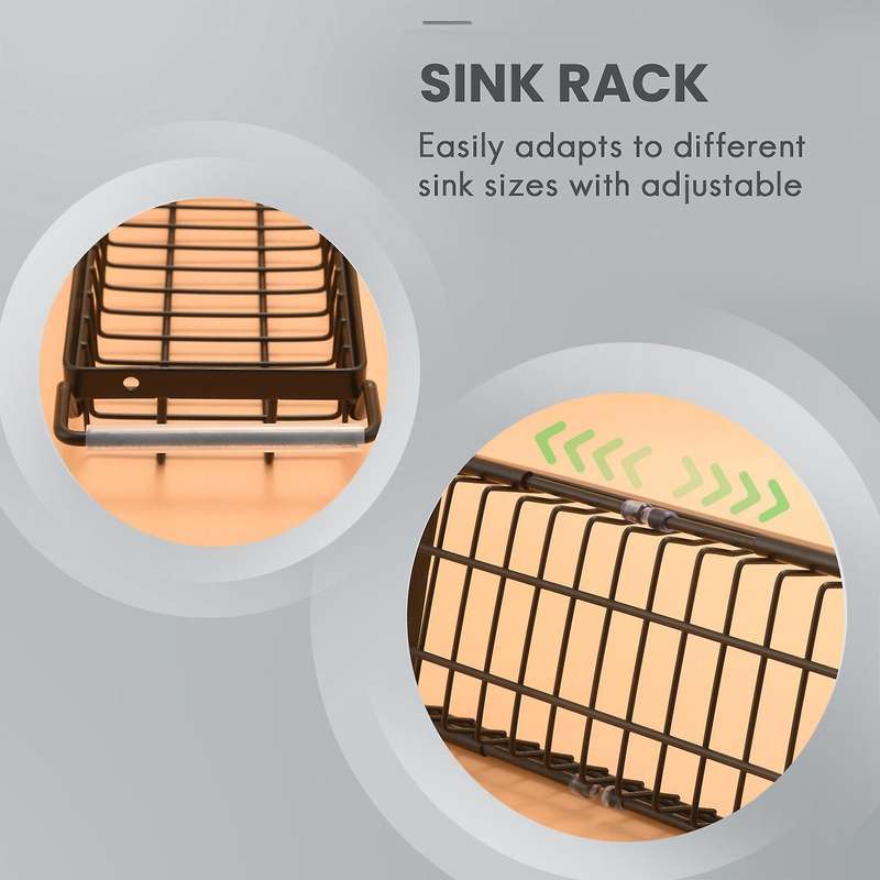 Stainless Steel Telescopic Sink Rack - Expandable Storage Drain Basket Sponges for Hygienic Organiz