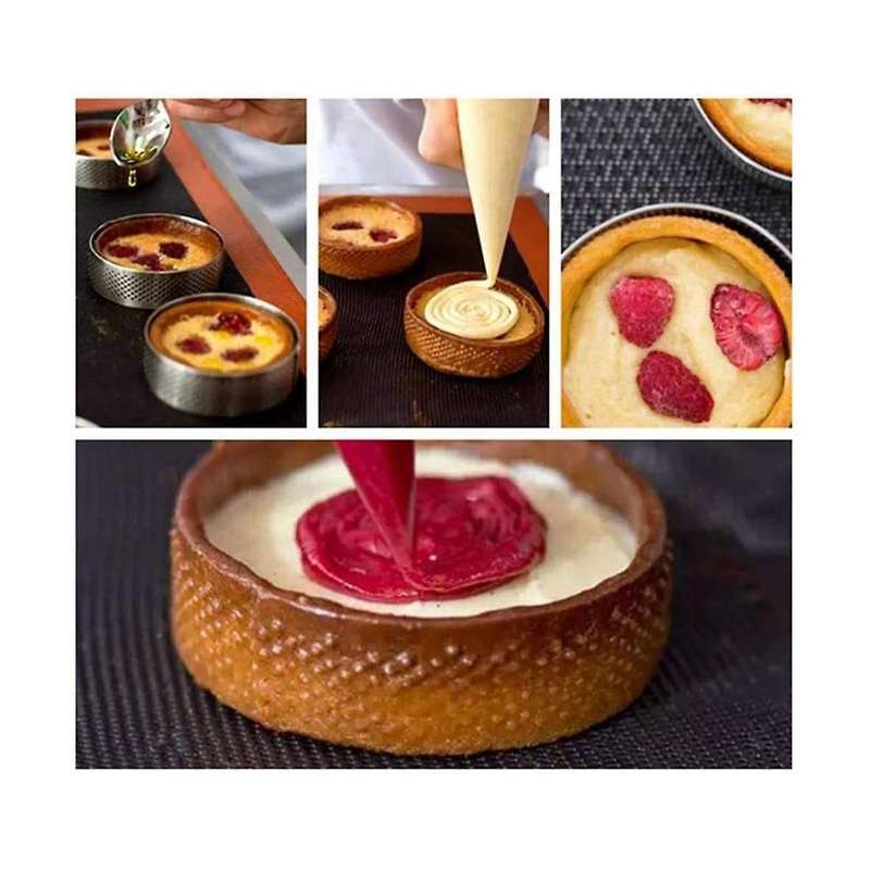 Stainless Steel Tart Ring, Heat-resistant Perforated Cake Mousse Ring, Round Ring Baking Tools