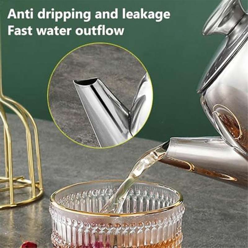 Stainless Steel Teapot 20 Oz Spill-proof Metal Teapot with Short Straight Spout Cold Water Jug Coffe