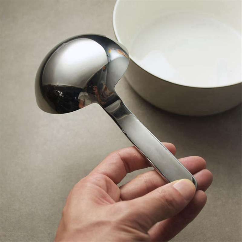 Stainless Steel Thickened Deep Soup Ladle Short Handle Big Round Head Spoon Drink Soup Ladle Eat Noo
