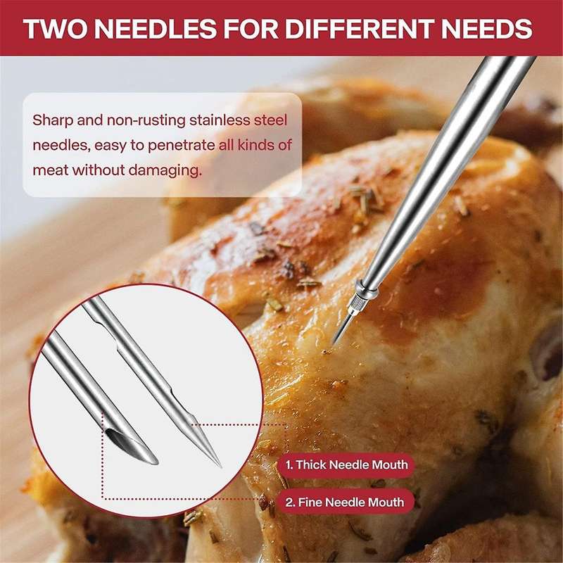 Stainless Steel Turkey Baster for Cooking, Food Grade Turkey Baster Syringe Oil Dropper Meat Injecto
