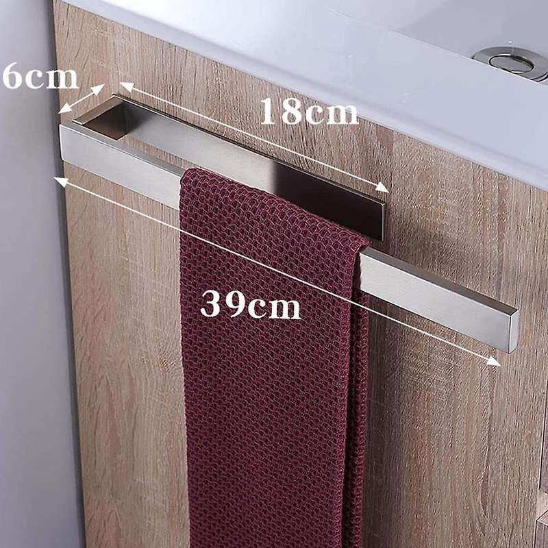 Stainless Steel Towel Rack - Self Adhesive No Punch Towel Rack 39cm Black Bathroom Toilet Towel Rack