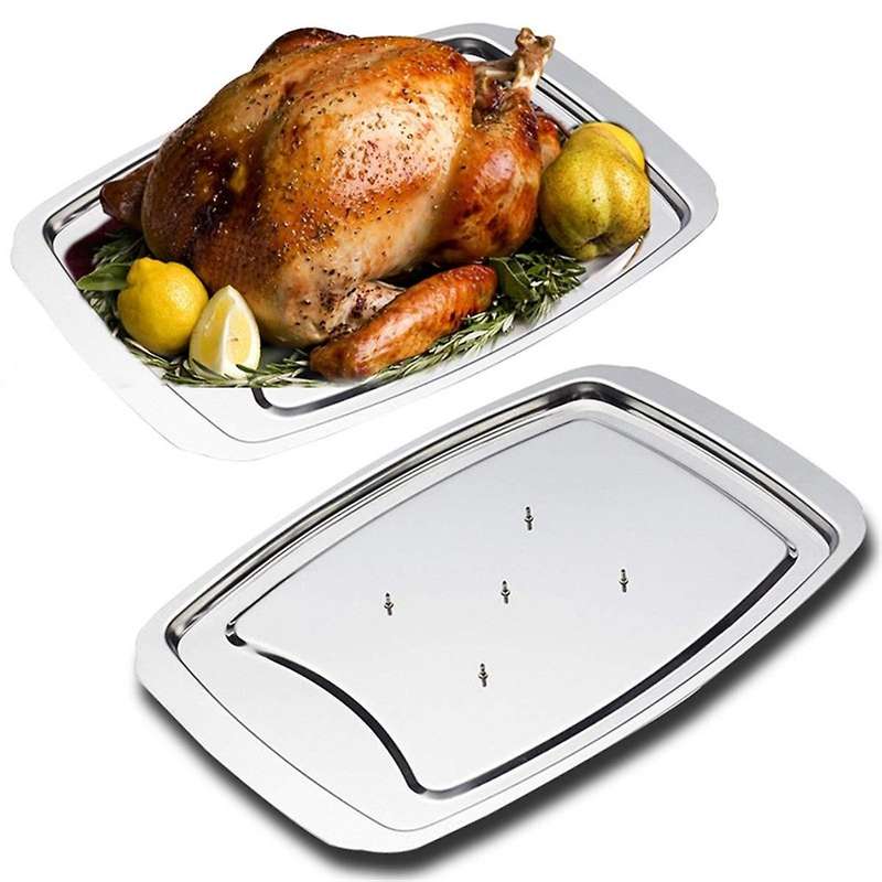 Stainless Steel Turkey Nail Basin Roast Chicken Rack Turkey Rack Roast Chicken Tray Baking Barbecue
