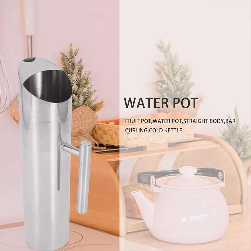 Stainless Steel Water Pitcher with Ice Tea Pot Jug Cold Beverages Pot Ktv Bar Accessories 2L