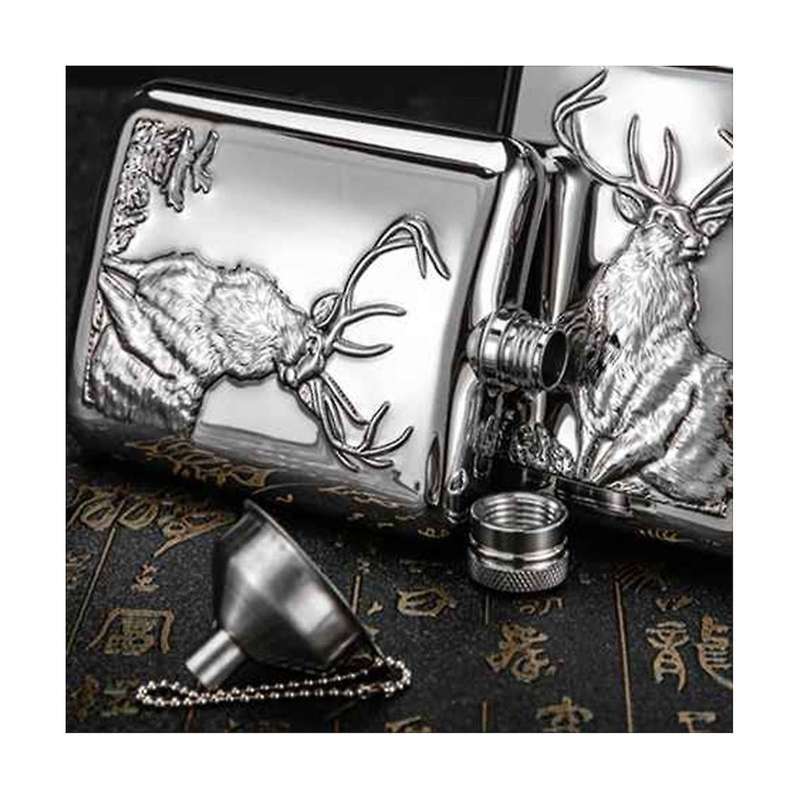 Stainless Steel Wine Flask Hip Flask 6 Oz Deer Pattern Whiskey Pocket Whiskey Bottle Alcohol Bottle
