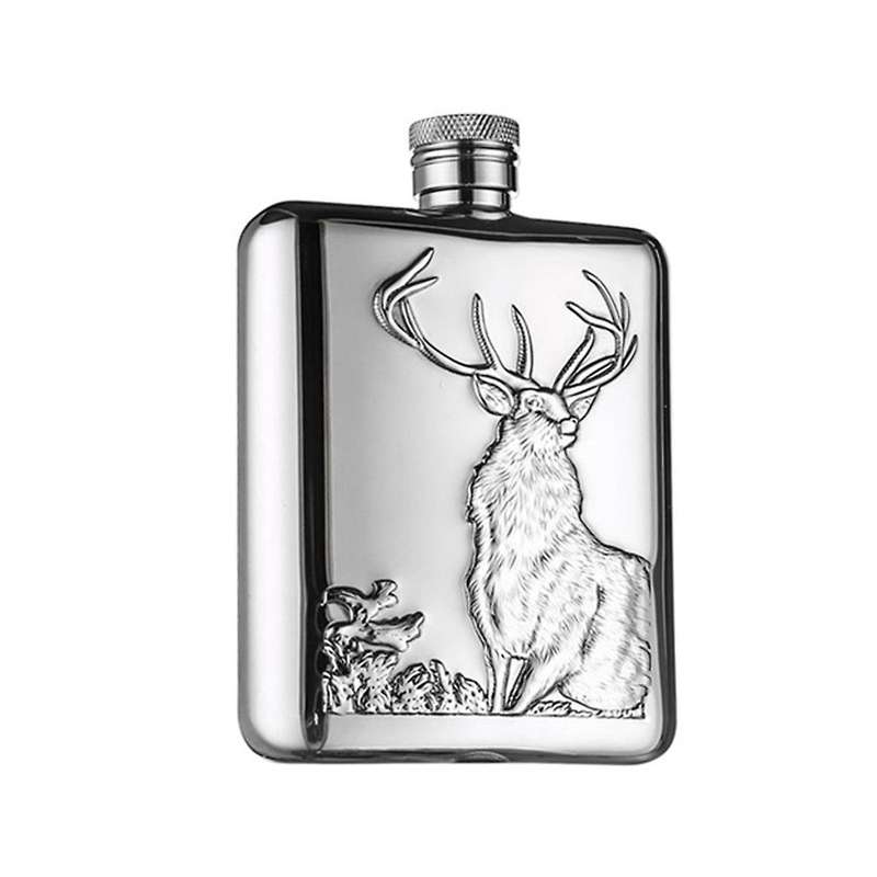 Stainless Steel Wine Flask Hip Flask 6 Oz Deer Pattern Whiskey Pocket Whiskey Bottle Alcohol Bottle