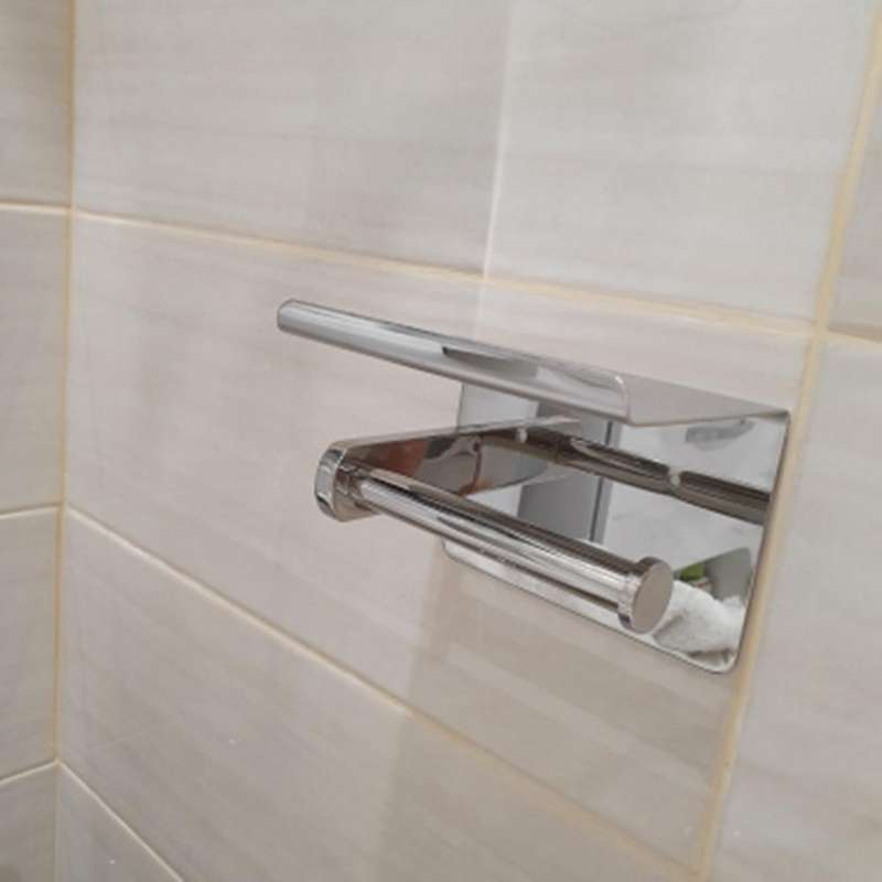 Stainless Steel Wall Mounted Paper Holder Bathroom Self-Adhesive Tissue Rack with Mobile Phone Hold