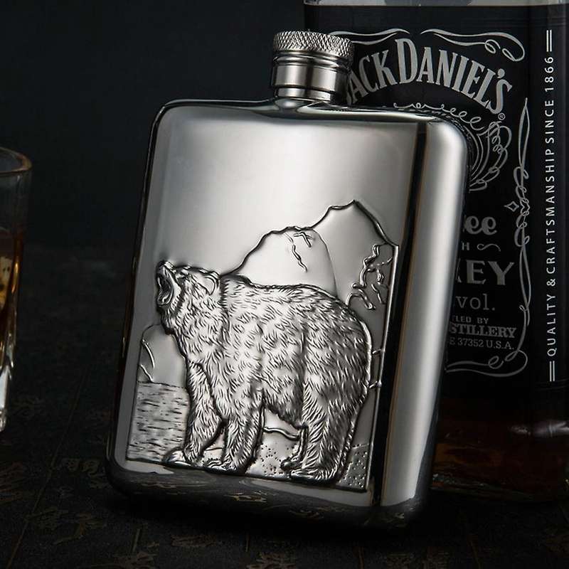 Stainless Steel Wine Bottle Hip Flask Flagon 6Oz Deer Pattern Whiskey Pocket Whiskey Bottle Alcohol