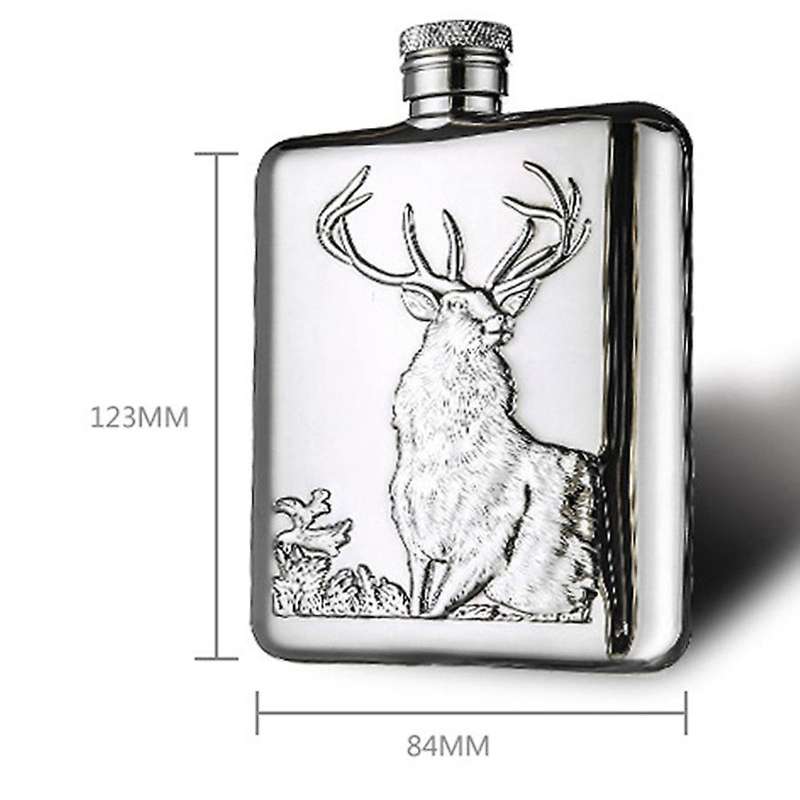 Stainless Steel Wine Bottle Hip Flask Flagon 6Oz Deer Pattern Whiskey Pocket Whiskey Bottle Alcohol