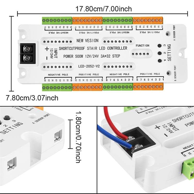 Stair LED Motion Sensor Light DC12V/24V Ladder Night Light 32 Channels Prevent Short Circuit Control