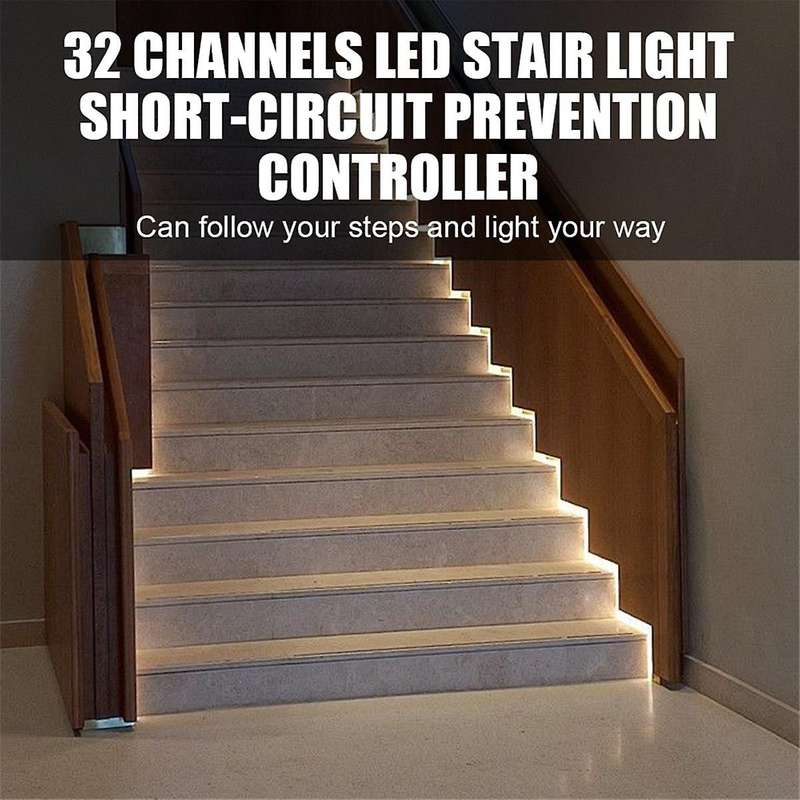 Stair LED Motion Sensor Light DC12V/24V Ladder Night Light 32 Channels Prevent Short Circuit Control