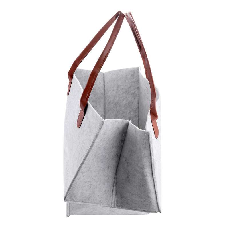 Stair Basket with Leather Handles Internal Support for 16 Inch Carpeted Stairs Organizer Felt Basket