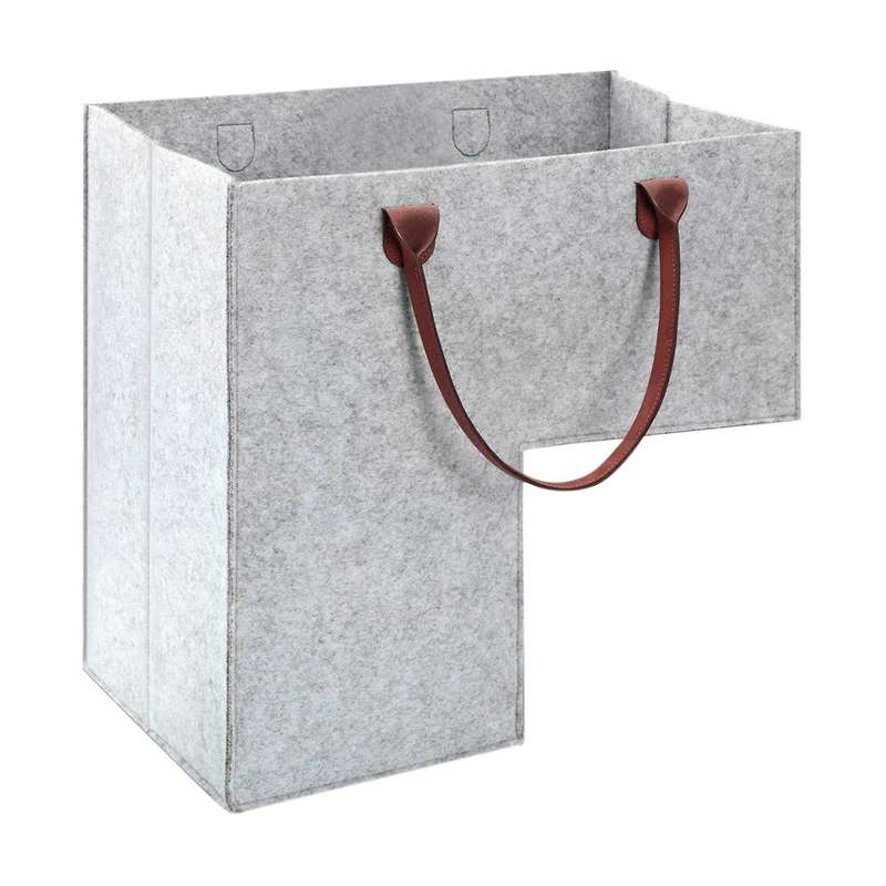 Stair Basket with Leather Handles Internal Support for 16 Inch Carpeted Stairs Organizer Felt Basket
