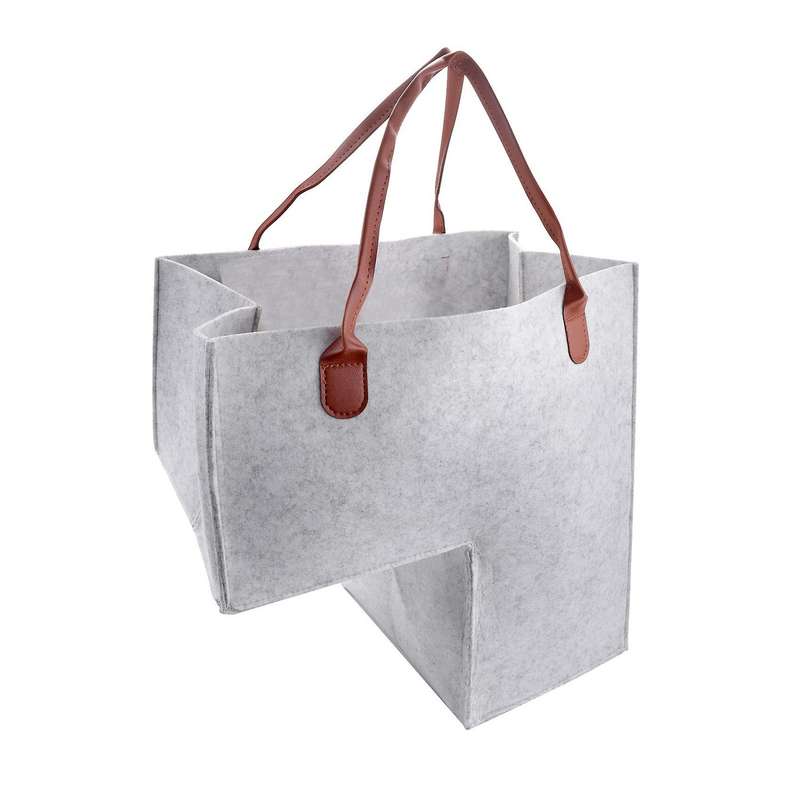 Stair Basket with Leather Handles Internal Support for 16 Inch Carpeted Stairs Organizer Felt Basket