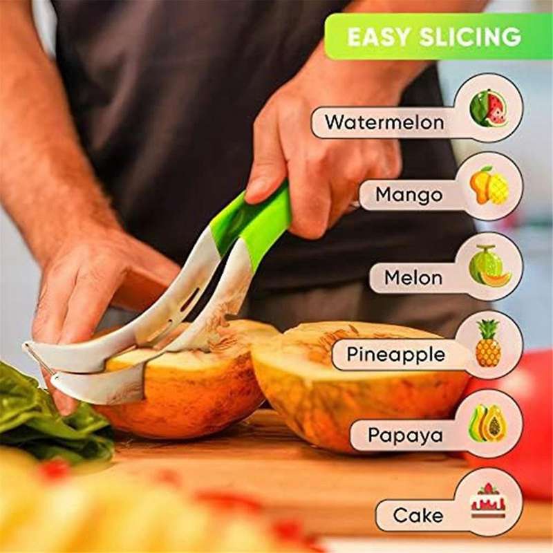 Stainless Watermelon Slicer Cutter Tool Easy Vegetable Cutter for Fruit Cut Outs Unique Kitchen Gadg