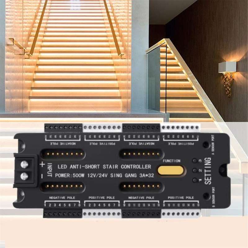 Stair LED Motion Sensor Controller 32 Channel Dimming Indoor Night Lighting 12V/24V LED Tape Step St