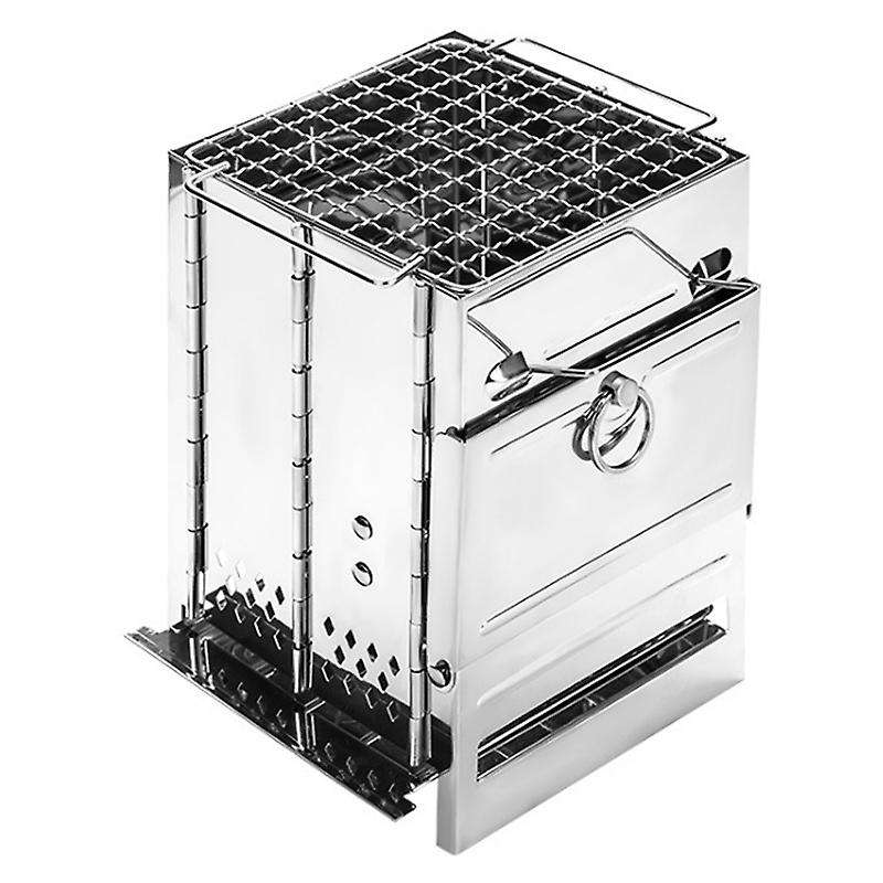 Stainless Steel Wood Fire Stove Camping Portable Folding Charcoal Stove BBQ Barbecue Grill Picnic St