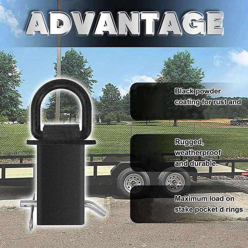 Stake Pocket D Rings Heavy Duty Removable D-ring Stake Pocket Tie Down for Utility Trailers and Flat