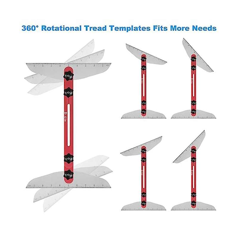 Stair Tread Template Tool 9inch-54inch Adjustable Length Stair Measuring Tool Jig for Stair Treads S