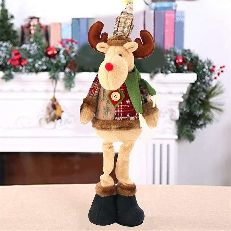 Standing Christmas Reindeer, Reindeer Stuffed Plush with Retractable Legs Christmas Decorations Orna