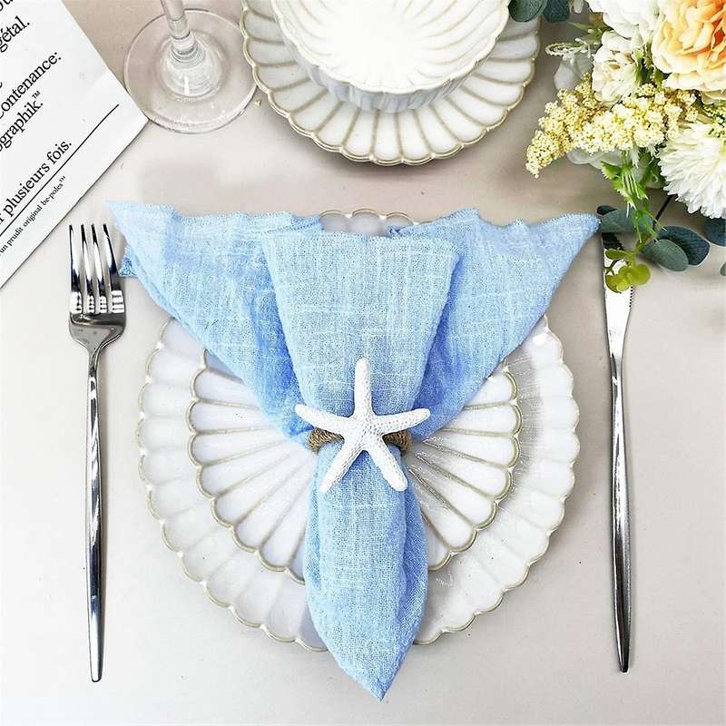Starfish Napkin Rings Set of 12 Sea Star Napkin Rings Bulk for Beach Dinning Table Decoration,Napkin