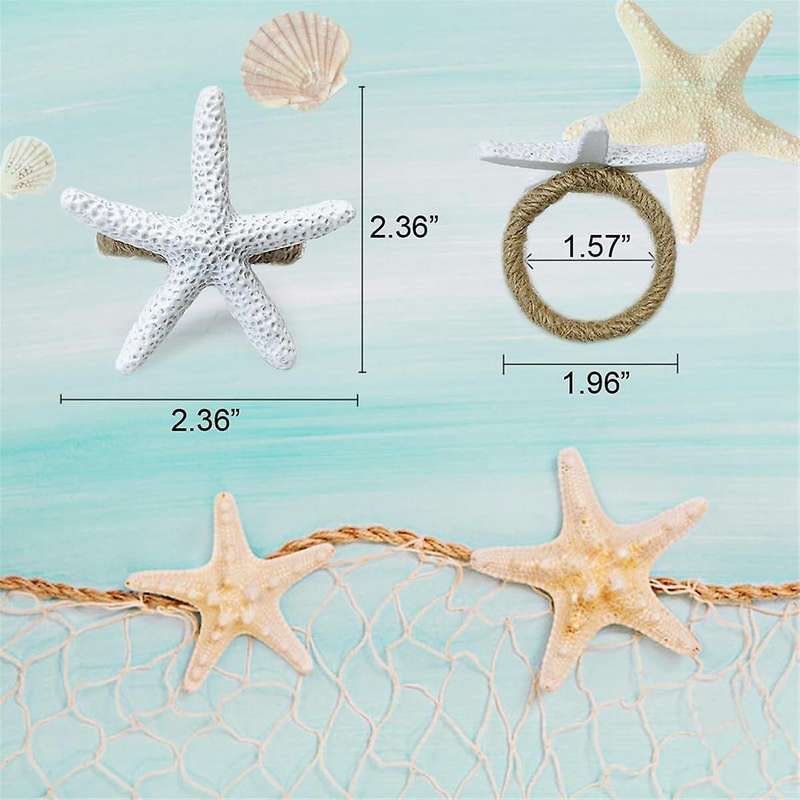 Starfish Napkin Rings Set of 12 Sea Star Napkin Rings Bulk for Beach Dinning Table Decoration,Napkin