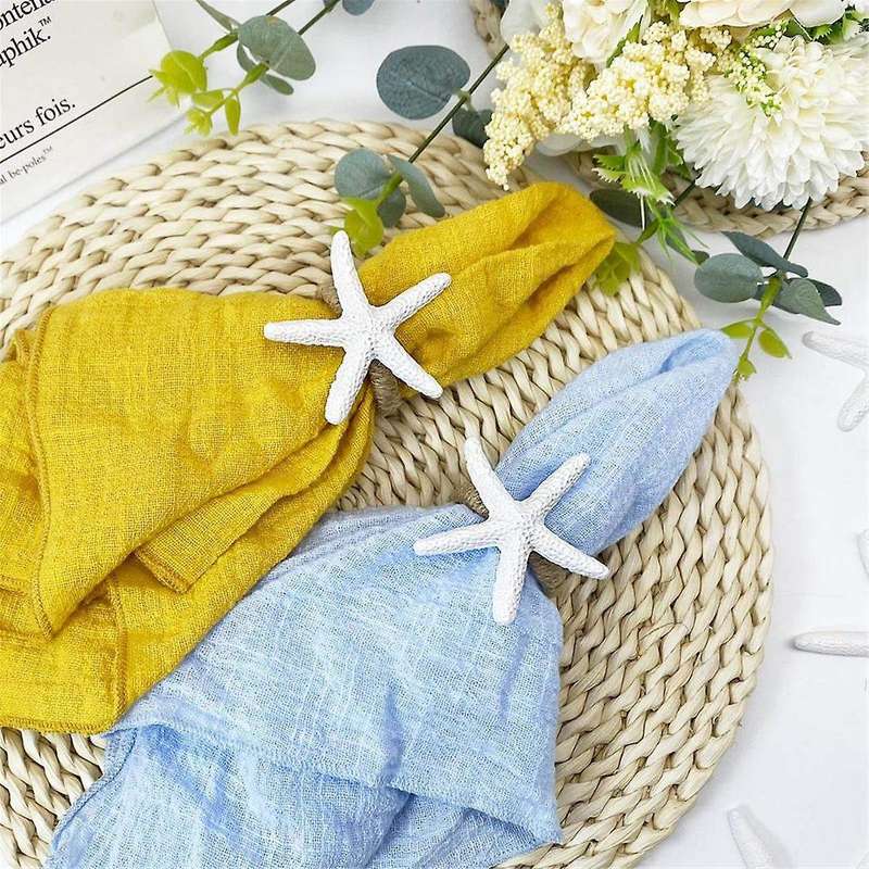 Starfish Napkin Rings Set of 12 Sea Star Napkin Rings Bulk for Beach Dinning Table Decoration,Napkin