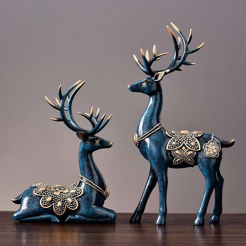 Statues for Home Decor Figurines Modern Deer Decorations Center Table 2Pcs Bookshelf Fireplace Items