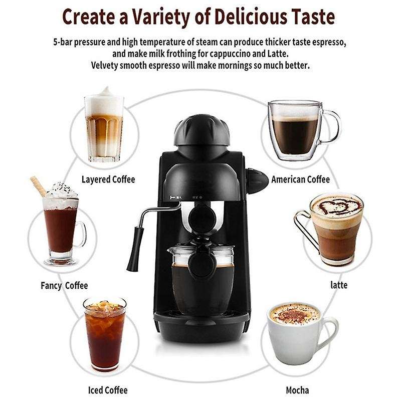 Steam Espresso Machine with Milk Frother, 1-4 Cup Espresso Coffee Maker, Cappuccino Latte Machine B