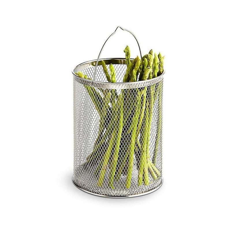 Steel Asparagus Pot with Basket Asparagus Pasta Cooking Strainer French Fry Pot Basket