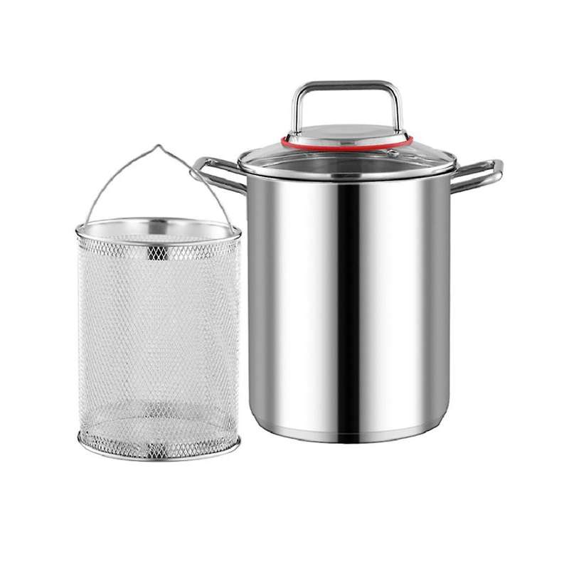 Steel Asparagus Pot with Basket Asparagus Pasta Cooking Strainer French Fry Pot Basket