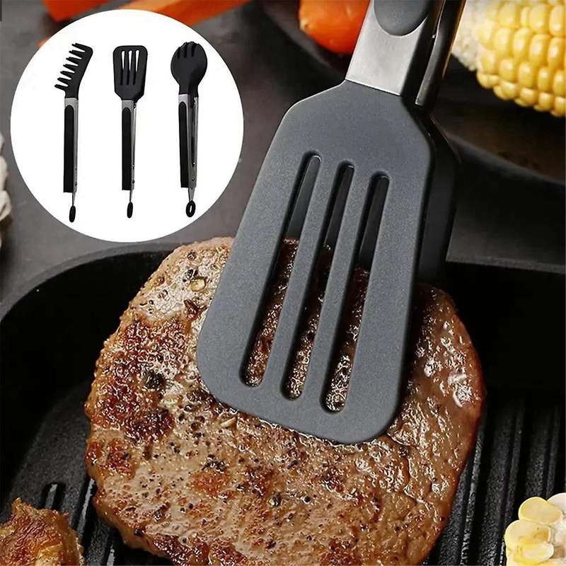 Steel Silicone Kitchen Tongs Bbq Clip Salad Cooking Tool Food Serving Tongs Kitchen Appliance Parts