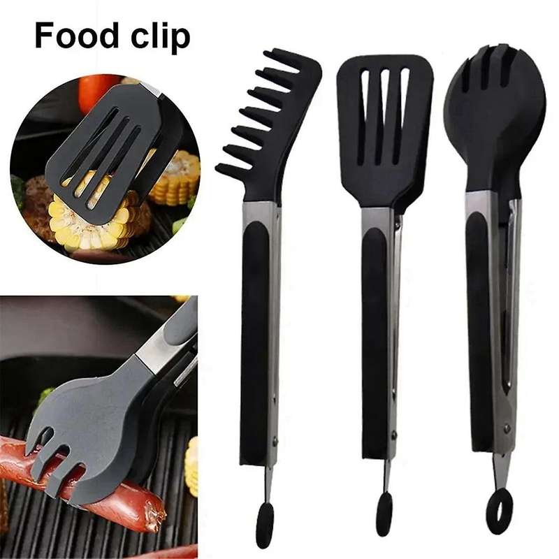 Steel Silicone Kitchen Tongs Bbq Clip Salad Cooking Tool Food Serving Tongs Kitchen Appliance Parts