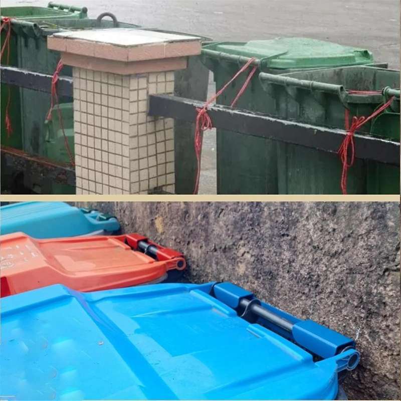 Steel Wheelie Bin Brackets,Outdoor Garbage Cans Lock Heavy Duty Floating Shelf Brackets Trash Can Lo