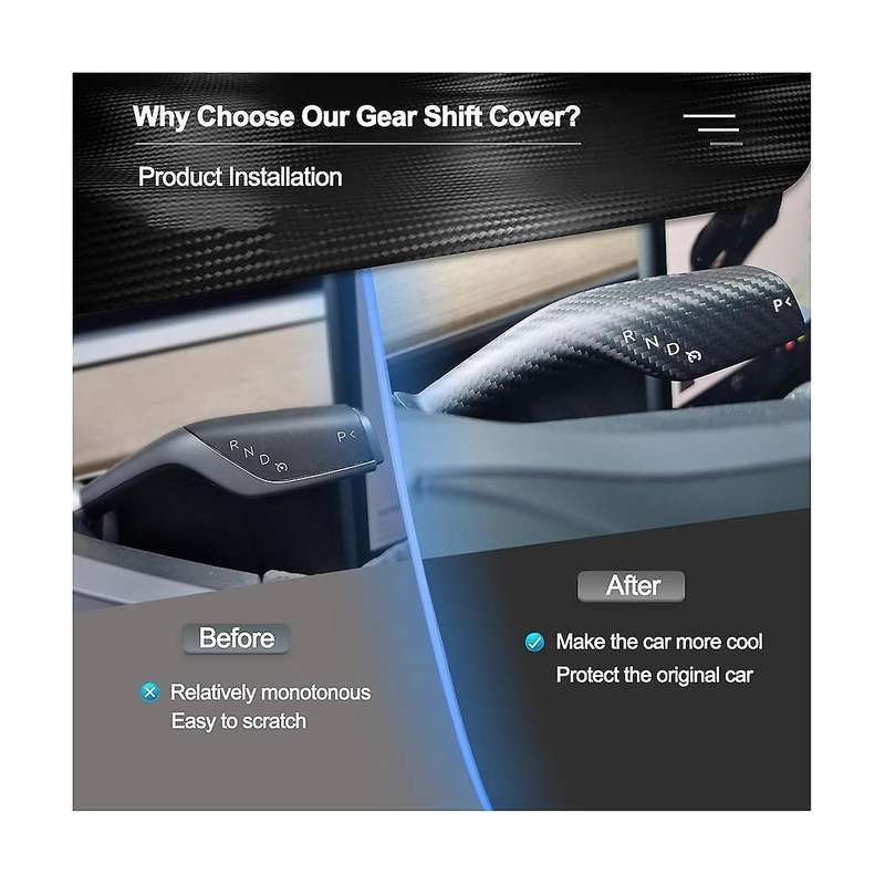Steering Wheel Column Gear Shift Cover for Model Y 2017-2023 Gear Lever Wrap Decoration ( Carbon)