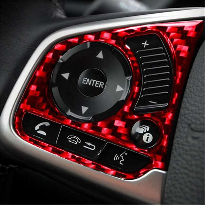 Steering Wheel Button Switch Cover Trim Decor Sticker ABS Red Carbon Fiber for 10Th Gen 2016 2017 20