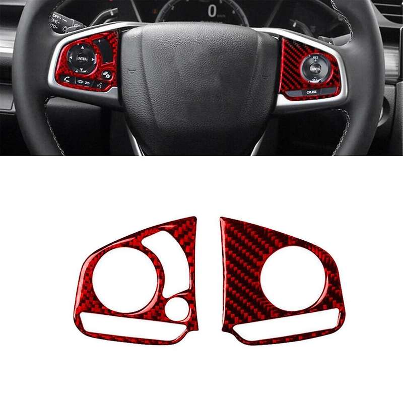 Steering Wheel Button Switch Cover Trim Decor Sticker ABS Red Carbon Fiber for 10Th Gen 2016 2017 20