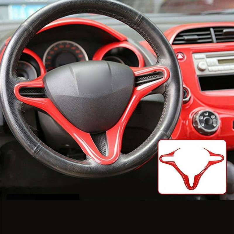 Steering Wheel Core Interior Sticker Carbon Fiber Abs Red Inner Steering Wheel Cover Trim for 8th 2