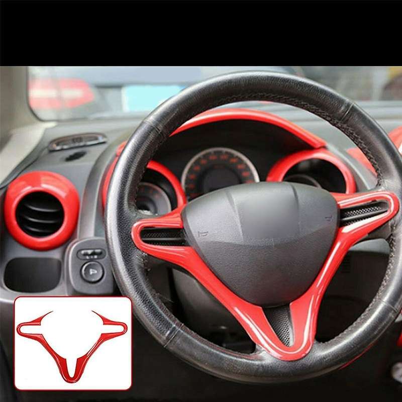 Steering Wheel Core Interior Sticker Carbon Fiber Abs Red Inner Steering Wheel Cover Trim for 8th 2