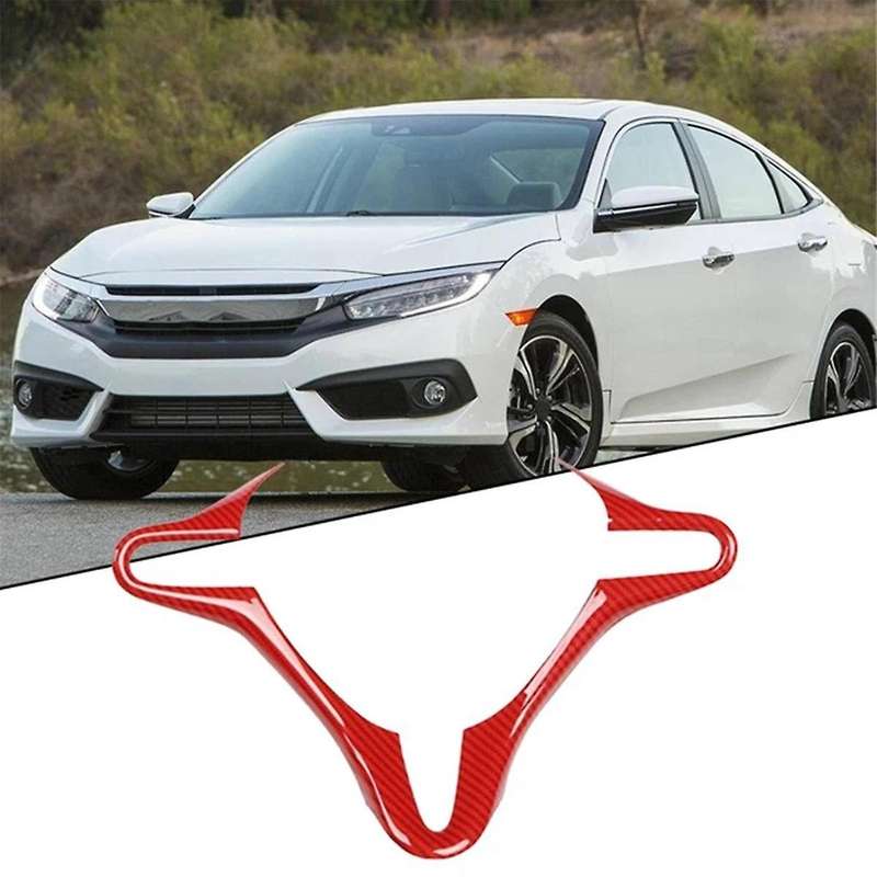 Steering Wheel Core Interior Sticker Carbon Fiber Abs Red Inner Steering Wheel Cover Trim for 8th 20