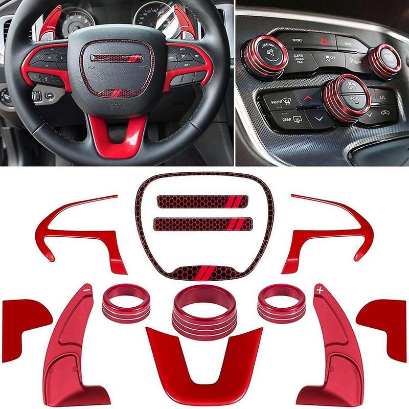Steering Wheel Cover Trim Accessories for Charger 2015-2021 Shift Paddle Air Conditioner Switch Butt