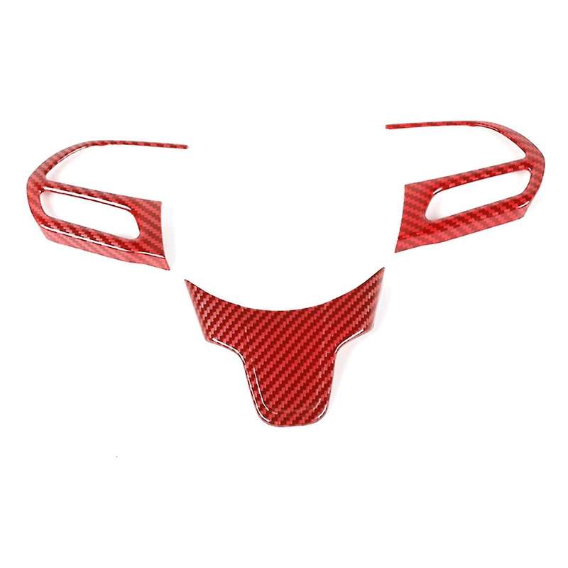 Steering Wheel Cover Trim ABS Interior Accessories for 300C 2015-2021 (Red Carbon Fiber)