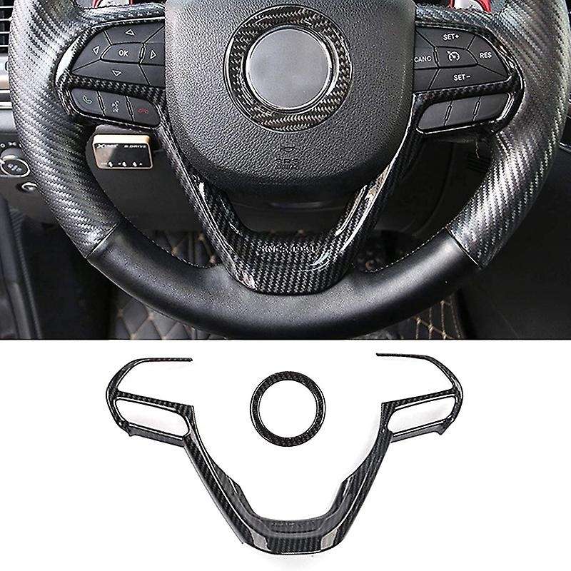 Steering Wheel Cover Interior Decoration Trim Kit for Grand 2014-2020 ABS Carbon Fiber 2PCS