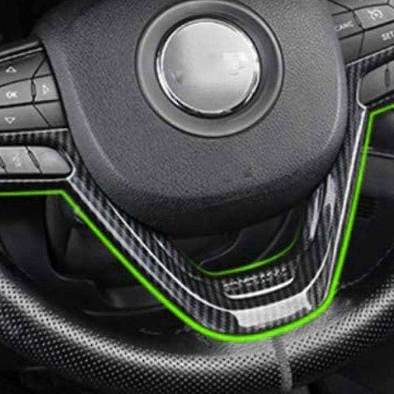 Steering Wheel Cover Interior Decoration Trim Kit for Grand 2014-2020 ABS Carbon Fiber 2PCS