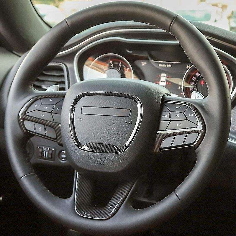 Steering Wheel Cover Trim for 2015-2020 Charger for Durango Grand SRT8, ABS Carbon Fiber