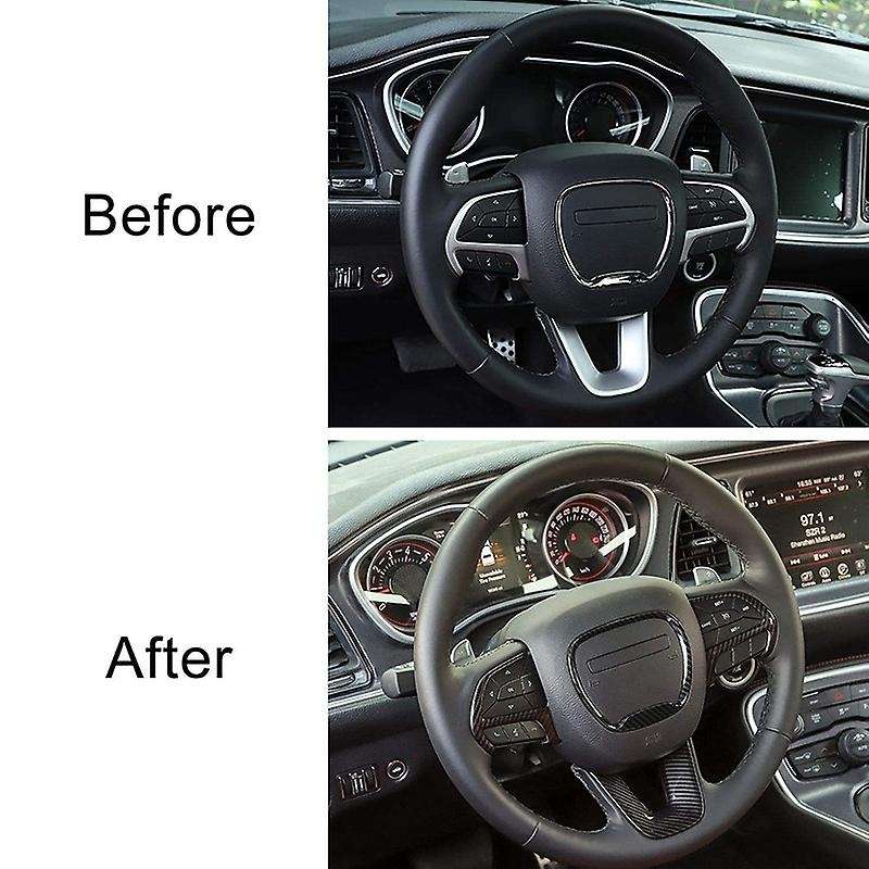 Steering Wheel Cover Trim for 2015-2020 Charger for Durango Grand SRT8, ABS Carbon Fiber