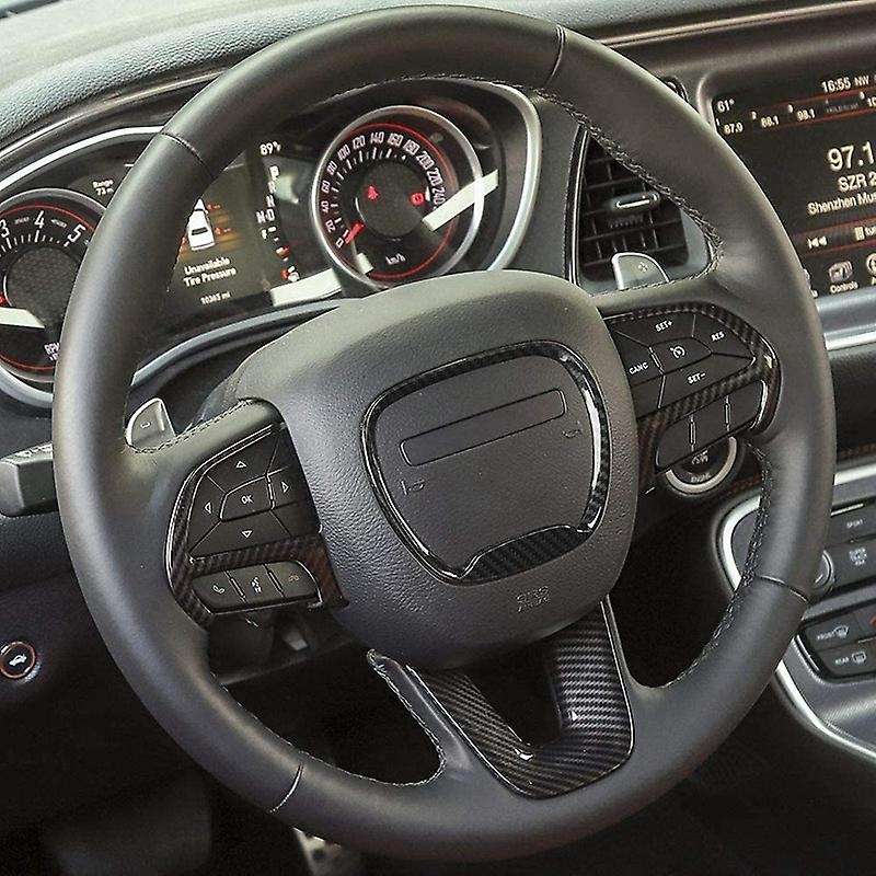 Steering Wheel Cover Trim for 2015-2020 Charger for Durango Grand SRT8, ABS Carbon Fiber