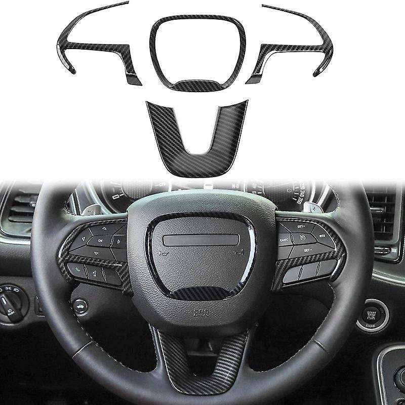 Steering Wheel Cover Trim for 2015-2020 Charger for Durango Grand SRT8, ABS Carbon Fiber