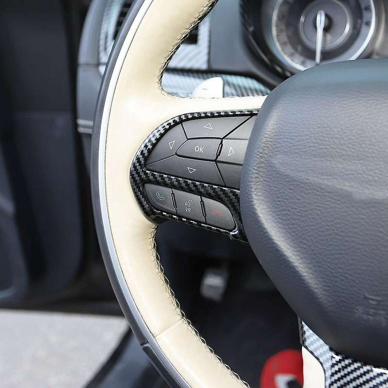 Steering Wheel Cover Trim ABS Interior Accessories for 300C 2015-2021 (Carbon Fiber)