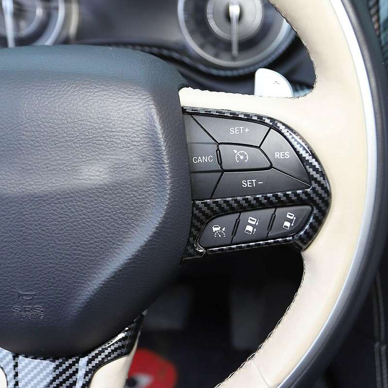 Steering Wheel Cover Trim ABS Interior Accessories for 300C 2015-2021 (Carbon Fiber)